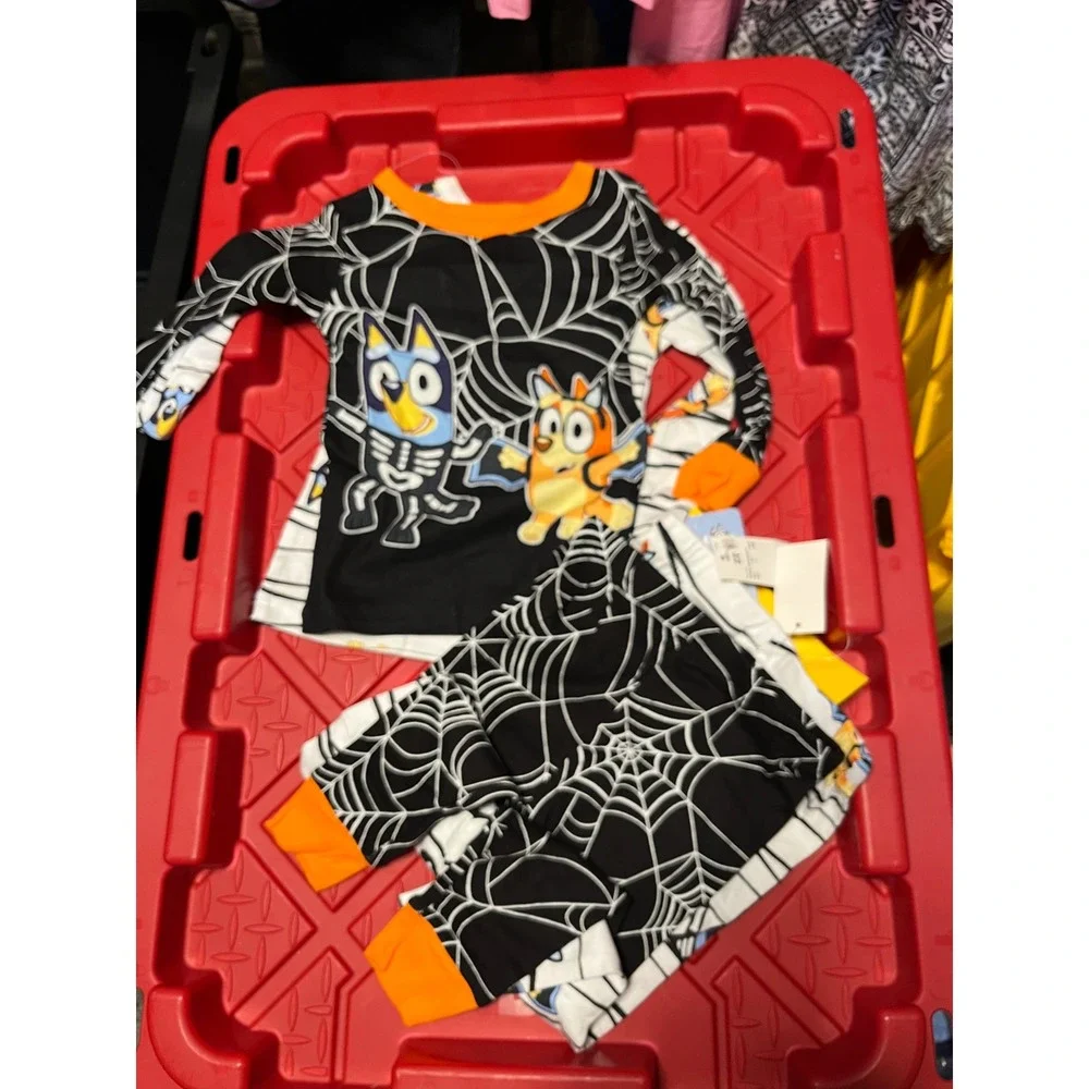 Bluey Halloween Pajamas 2-Pack Set Toddler 2T Skeleton Mummy Bingo Black White